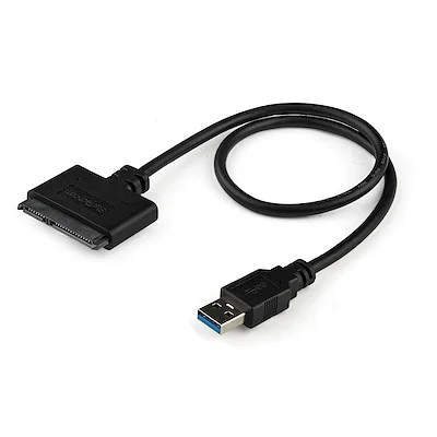 Startech.Com USB 3.0 TO 2.5 SATA HDD ADAPTER CABLE StarTech.com SATA to USB Cable USB 3.0 UASP - 2.5 SATA SSD / HDD - Hard Drive USB Adapter Cable - Hard Drive Transfer Cable - 1 x 15-pin SATA 3.0 - Male, 1 x 7-pin Power - Male - 1 x 9-pin USB 3.0 Type A - Male - Black