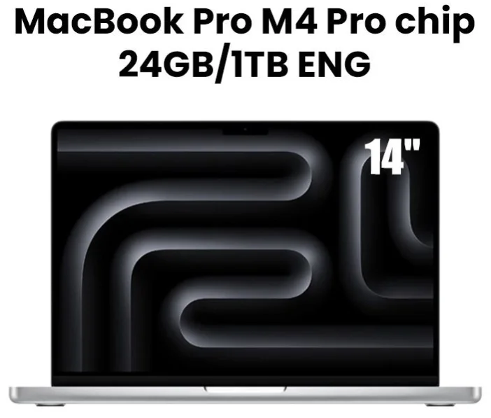 Apple MX2F3ZP/A MacBook Pro 14-inch (M4 Pro, 2025) – 24GB unified memory, 1TB SSD, Silver