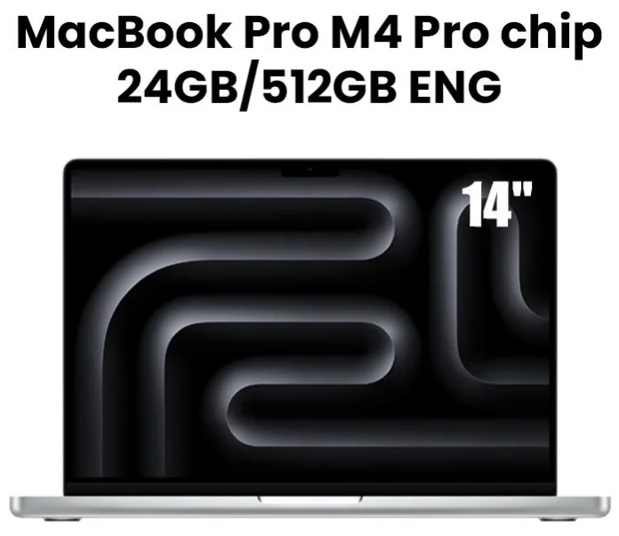 Apple MX2E3ZP/A MacBook Pro 14-inch (M4 Pro, 2025) – 24GB unified memory, 512GB SSD, Silver