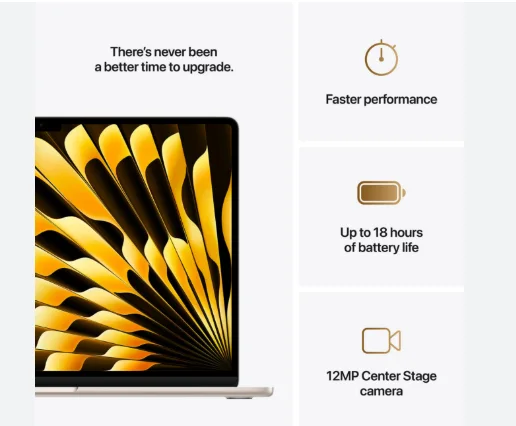 Apple MW1J3ZP/A MacBook Air 15-inch (M4, 2025) – 16GB unified memory, 256GB SSD, Starlight view 4