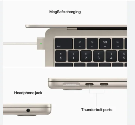 Apple MC7W4ZP/A 13-inch MacBook Air (M2, 16GB RAM, 256GB SSD) – Starlight view 3