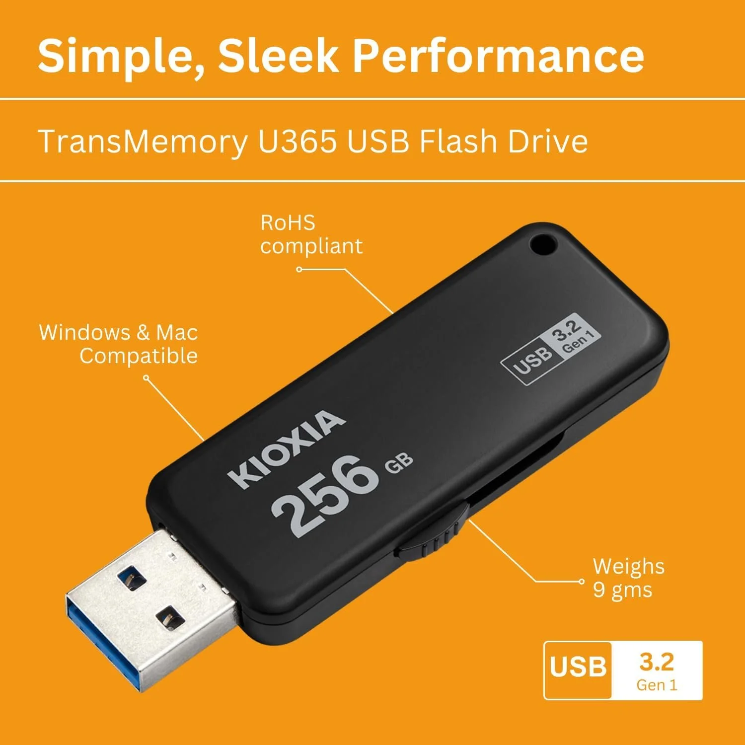 KIOXIA LU365K256GG4 TransMemory U365 USB3.2 Gen 1 R150 view 2