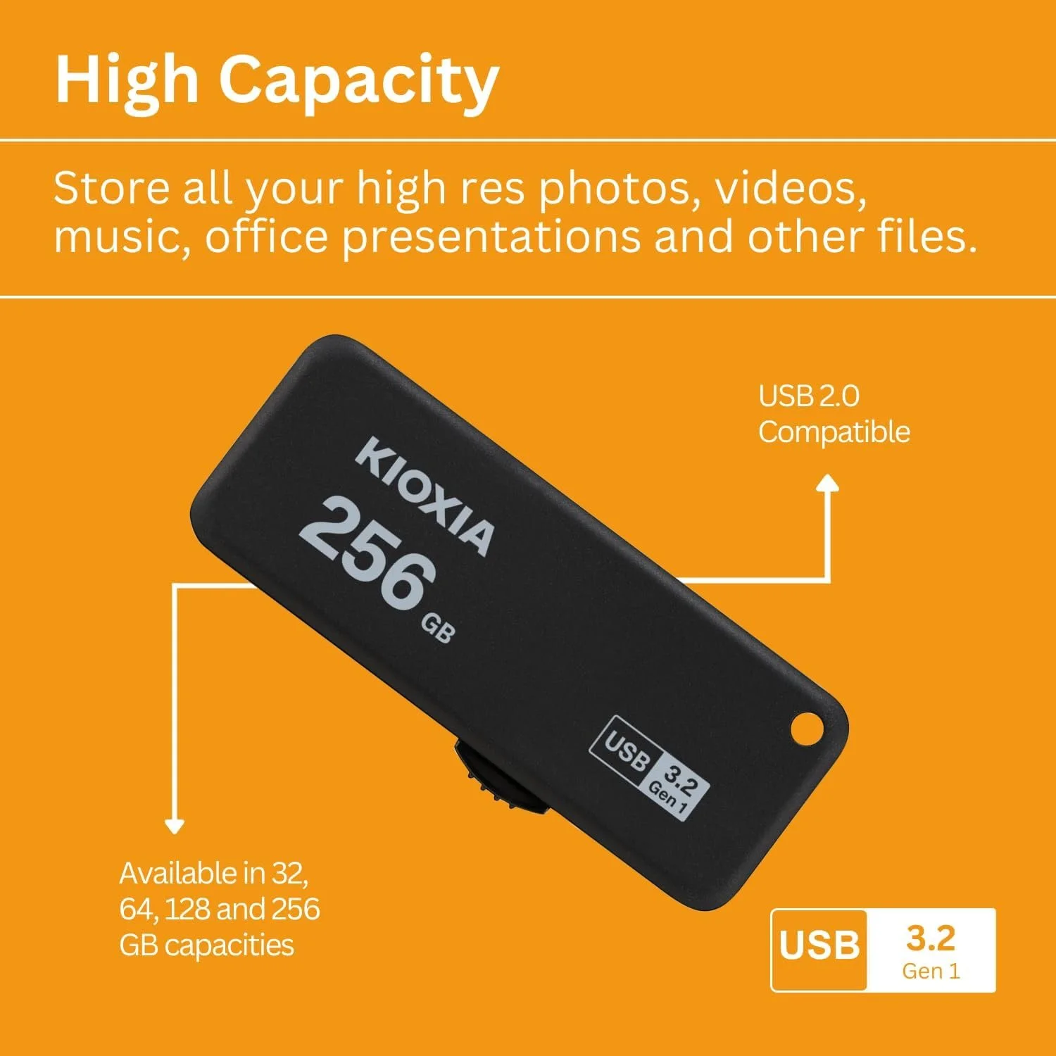 KIOXIA LU365K256GG4 TransMemory U365 USB3.2 Gen 1 R150 view 3