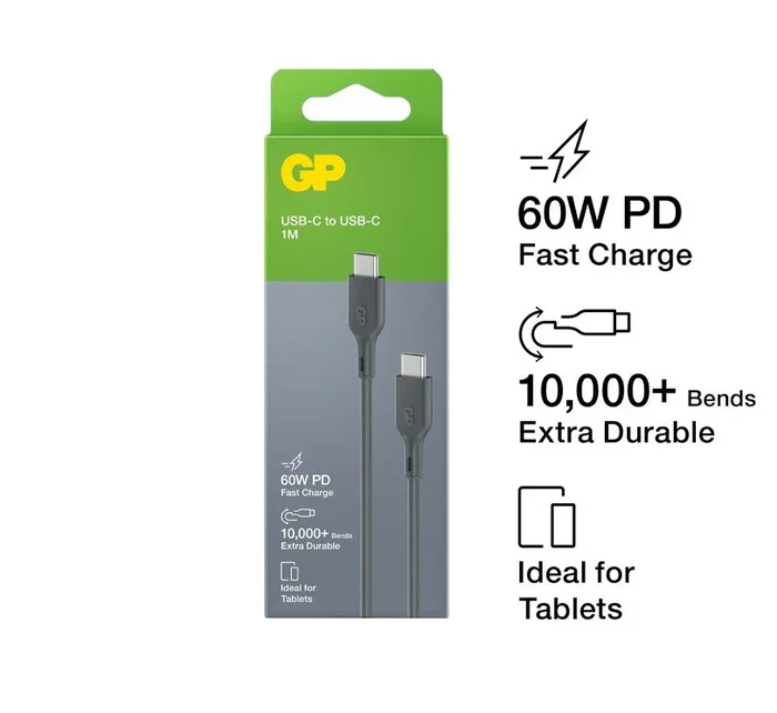 GP Batteries GPACECC1P000 Charge & Sync Cable 1M USB-C to USB-C (60W PD)