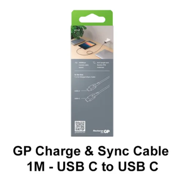 GP Batteries GPACECC1P000 Charge & Sync Cable 1M USB-C to USB-C (60W PD) view 3