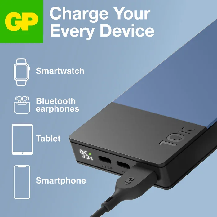 GP Batteries GPACCM10C001 M2+ PowerBank 10,000mAh (Blue)