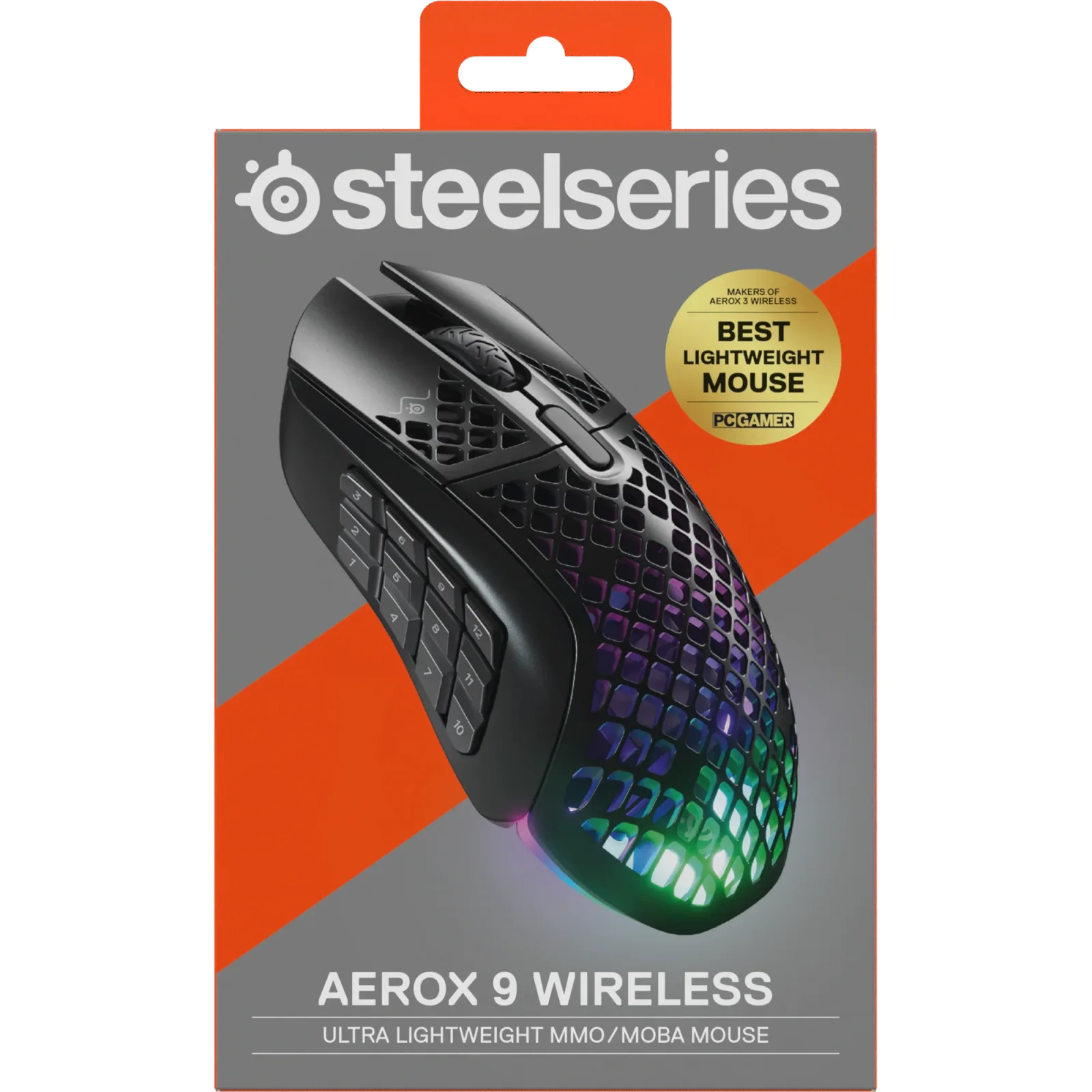 SteelSeries 62618 Aerox 9 Wireless Ultra Lightweight Rechargeable Gaming Mouse – Onyx (Black, Bluetooth/2.4GHz)