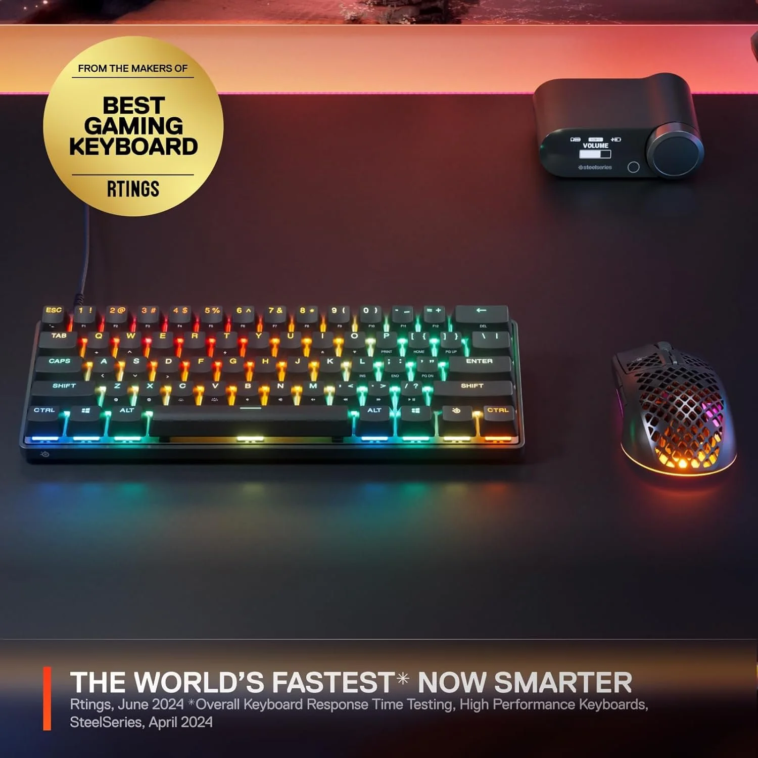 SteelSeries 64913 Apex Pro Mini Gaming Keyboard – OmniPoint Adjustable Switches – US + Magnetic Wrist Rest (Gen 3) view 2