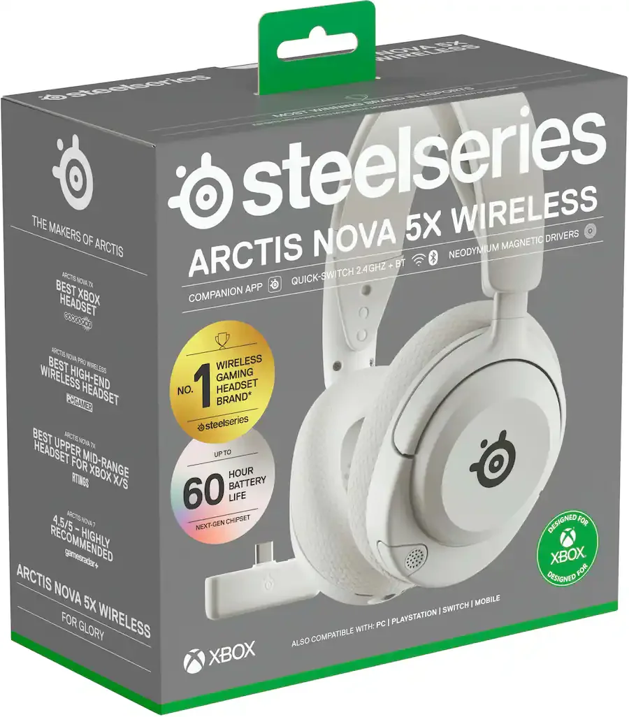 SteelSeries 61677 Arctis Nova 5X Wireless Gaming Headset for Xbox (White)