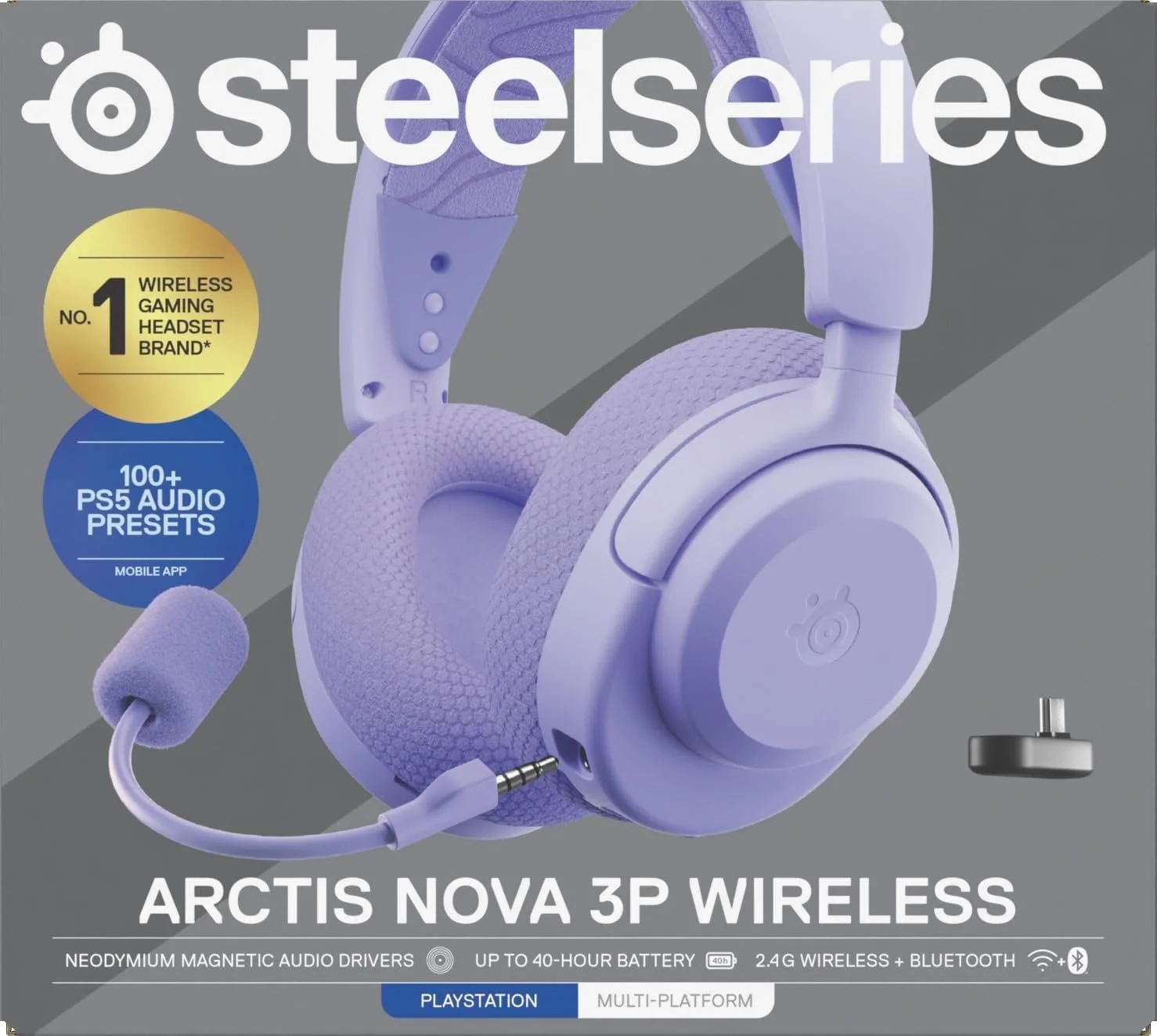 SteelSeries 61692 Arctis Nova 3P Wireless Gaming Headset for PlayStation (Lavender)