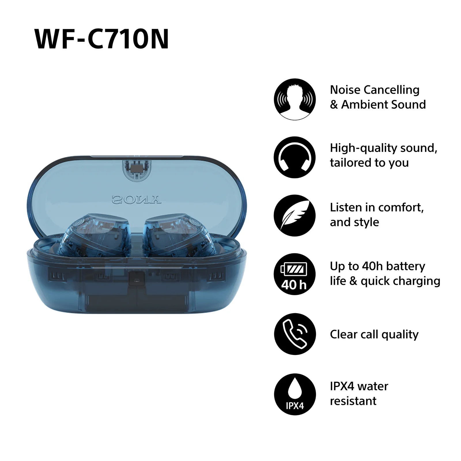 Sony WF-C710N Truly Wireless Noise-Canceling Earbuds (Blue) view 2