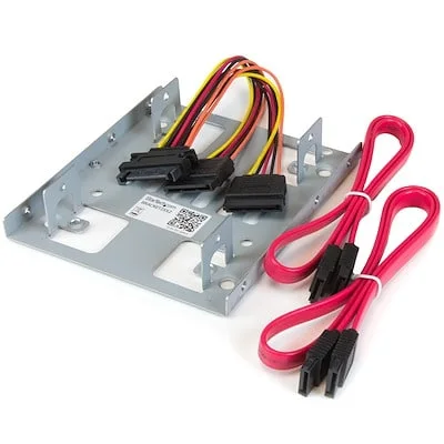 Startech.Com DUAL 2.5 SATA HDD TO 3.5 MOUNT BRACKET StarTech.com Drive Bay Adapter for 3.5" SATA/600 Internal - Silver - TAA Compliant - 2 x HDD Supported - 2 x SSD Supported - 2 x Total Bay - 2 x 2.5" Bay - Steel