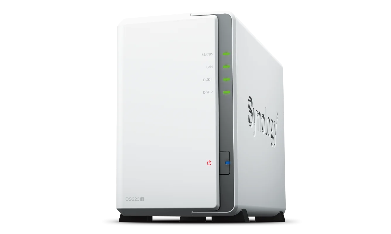 Synology 2-bay DiskStation Realtek RTD1619B Quad Synology DiskStation DS223J 2 x Total Bays SAN/NAS Storage System RTD1619 Quad-core (4 Core) 1.70 GHz - 1 GB RAM - DDR4 SDRAM Desktop - 0 x HDD Installed - Serial ATA - Serial ATA Controller - RAID Supported - 0, 1, Basic, Hybrid RAID, JBOD RAID Levels - 1 x RJ-45 - Gigabit Ethernet - DiskStation Manager