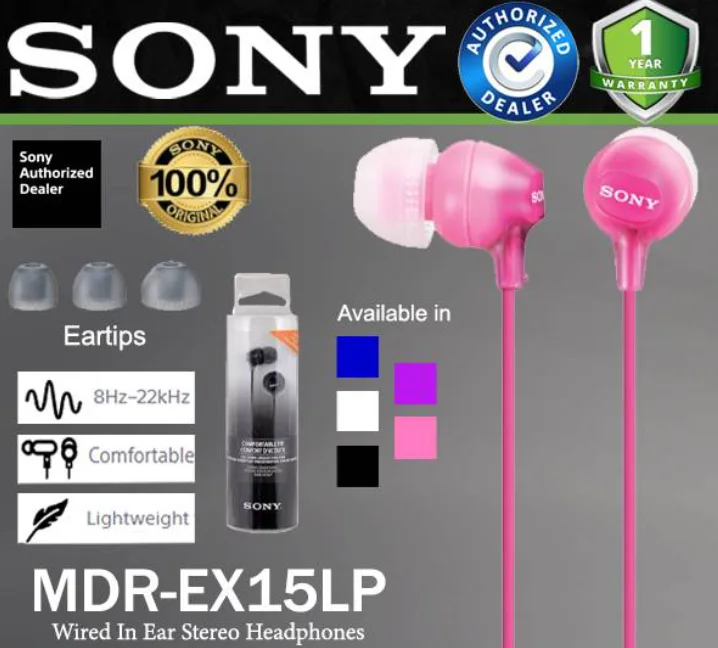 Sony MDR-EX15LP In-Ear Headphones (Pink) view 2