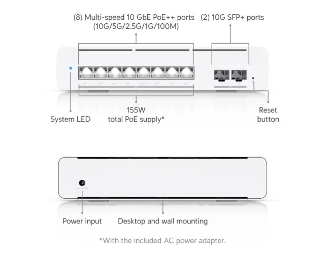 Ubiquiti USW-Pro-XG-8-PoE (155W) Pro XG 8 PoE
