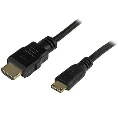 Startech.Com 1 FT HIGH SPEED HDMI TO HDMI MINI CABLE StarTech.com 1ft Mini HDMI to HDMI Cable with Ethernet, 4K 30Hz High Speed Mini HDMI 1.4 (Type-C) Device to HDMI Adapter Cable/Cord, M/M - Cable for Digital Video Camera, HDTV, Smartphone, Audio/Video Device, Digital Camera - First End: 1 x 19-pin Mini HDMI Type C Digital Audio/Video - Male - Second End: 1 x 19-pin HDMI Type A Digital Audio/Video - Male - 10.2 Gbit/s - Shielding - Gold Plated Connector - Gold Plated Contact - 30 AWG - Black