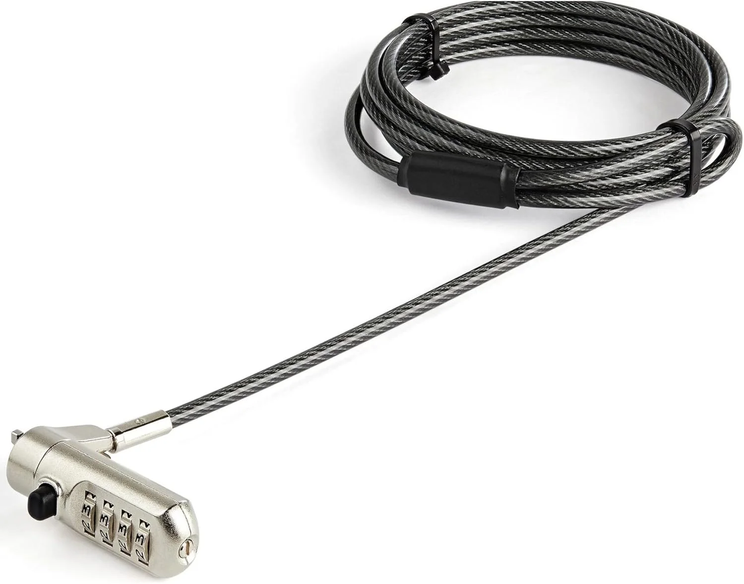 Startech.Com Nano Slot Laptop Cable Lock Combination StarTech.com Cable Lock For Docking Station, Notebook, Projector - TAA Compliant - 60.96 cm Cable - Resettable - 4-digit - Combination Lock - Black - Vinyl Coated Steel, Steel - For Docking Station, Notebook, Projector