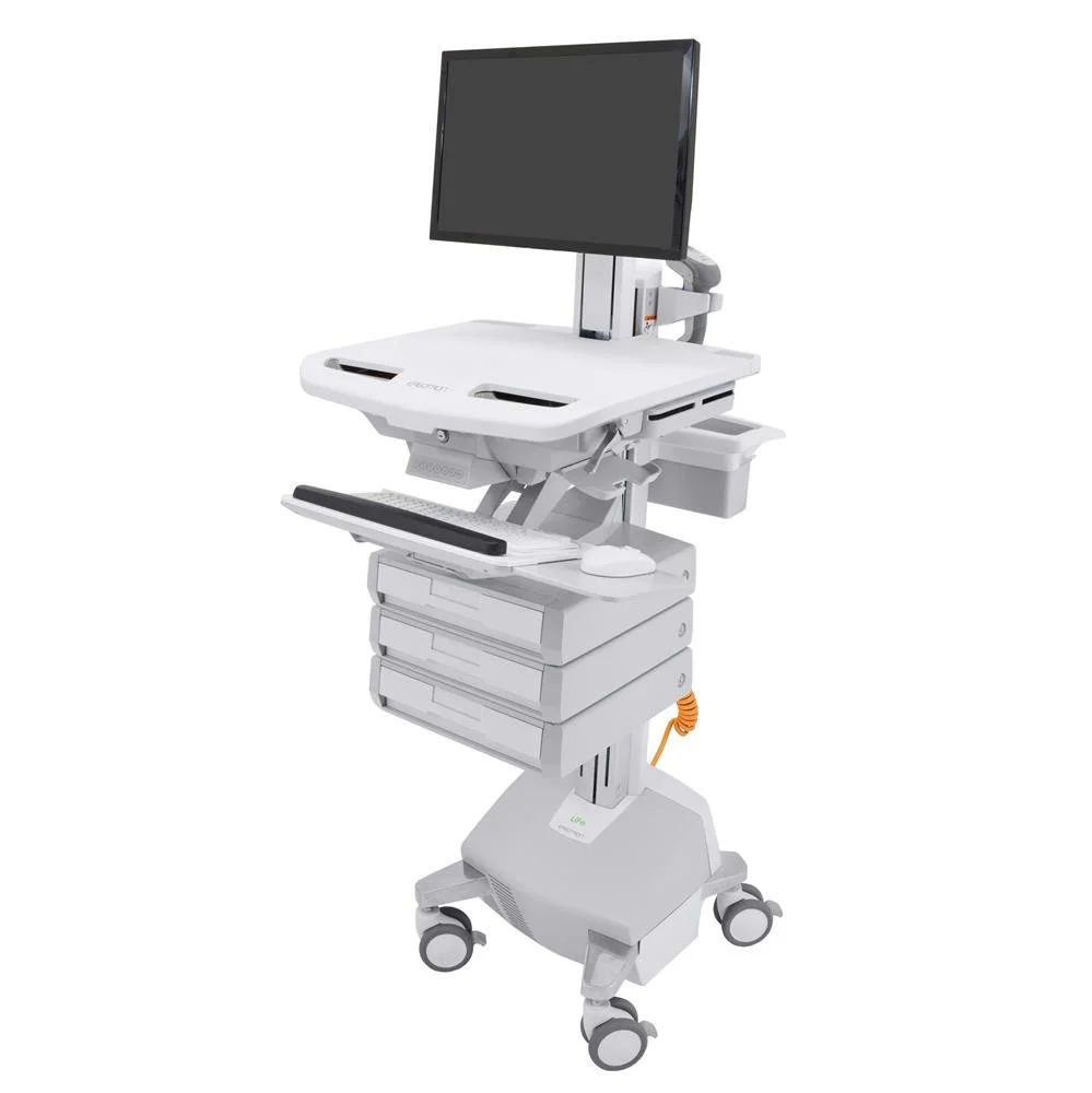 Ergotron SV44-1332-4 StyleView Cart with LCD Pivot, LiFe Powered, 3 Drawers, AUS, NZL