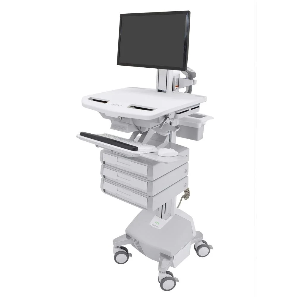 Ergotron SV44-1332-2 StyleView Cart with LCD Pivot, LiFe Powered, 3 Drawers, EU, SAU-EU