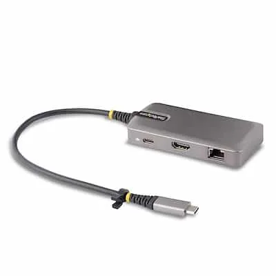 Startech.Com USB-C Multiport Adapter HDMI USB Hub StarTech.com USB 3.2 (Gen 1) Type C Docking Station for Notebook, Monitor, Tablet - 100 W - Space Gray - 1 Displays Supported - 4K - 4096 x 2160 - 2 x USB Type-A Ports - USB Type-A - 1 x USB Type-C Ports - USB Type-C - 1 x RJ-45 Ports - Network (RJ-45) - HDMI - 1 x DisplayPorts - DisplayPort - Wired - Gigabit Ethernet - Windows 10, Windows 11, Mac OS X 10.15 Catalina, Mac OS X 11.0 Big Sur, Mac OS X 12.0 Monterey, Mac OS X 13.0 Ventura, Android