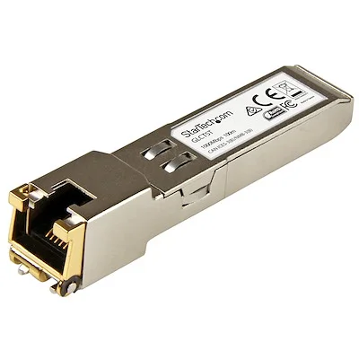Startech.Com GB RJ45 COPPER SFP - CISCO COMPATIBLE StarTech.com SFP (mini-GBIC) - 1 x RJ-45 1000Base-T Network LAN - 1 Each - For Data Networking - Twisted PairGigabit Ethernet - 1000Base-T - Hot-pluggable, Hot-swappable