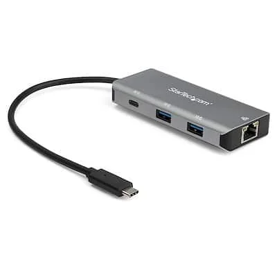 Startech.Com USB-C HUB - 3PORT - USBC / A LAN StarTech.com USB/Ethernet Combo Hub - USB 3.1 Type C - External - Black, Space Gray - UASP Support - 3 Total USB Port(s) - 3 USB 3.1 Port(s)1 Network (RJ-45) Port(s) - Mac, Linux, ChromeOS, Android, PC