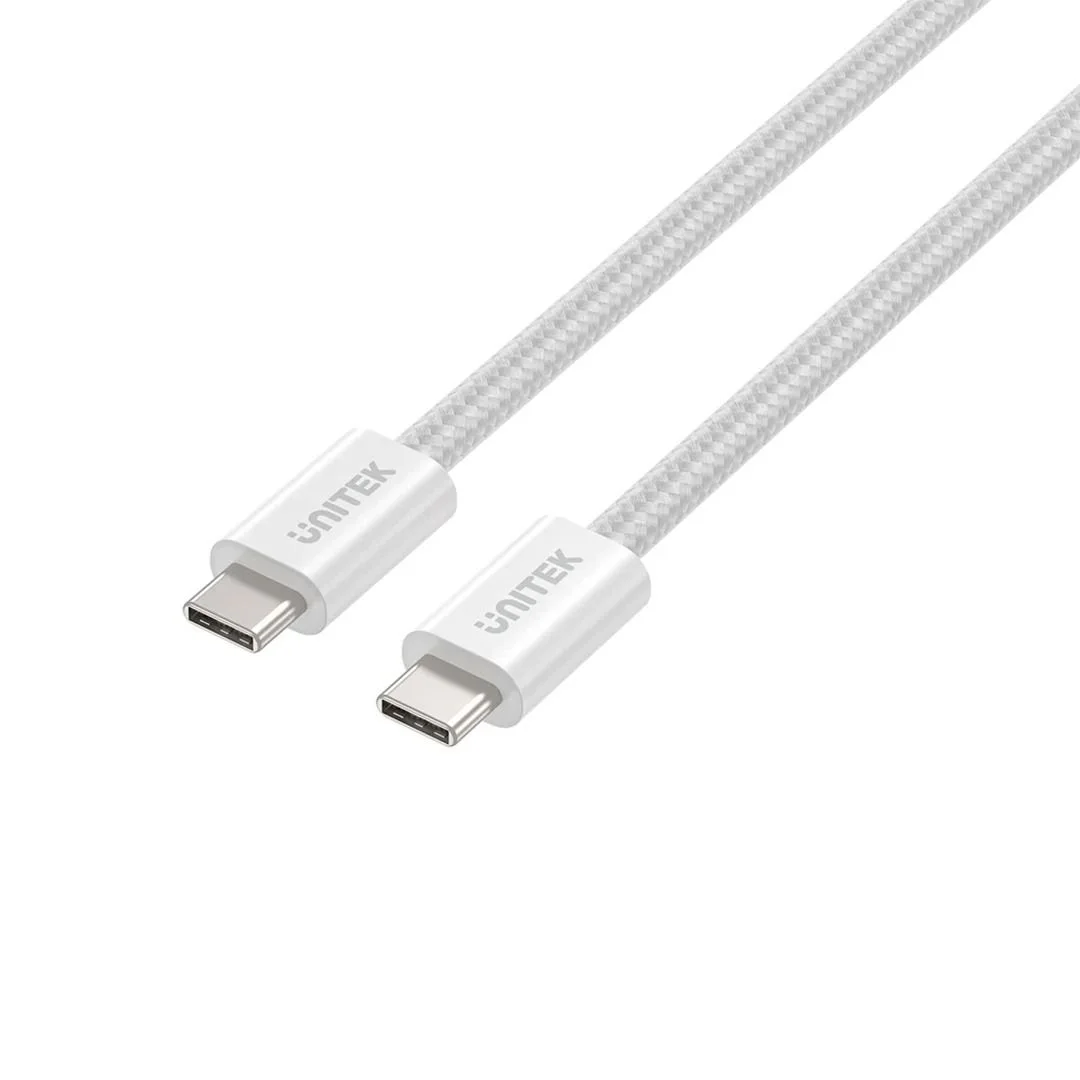 Unitek 100W Magnetic USB-C Cable Unitek 1 m USB-C Data Transfer Cable - 1 - Cable for MacBook Pro, iPhone, iPad Pro - First End: 1 x Usb Type c - male - Second End: 1 x Usb Type c - male - 480 Mbit/s - Cloud White