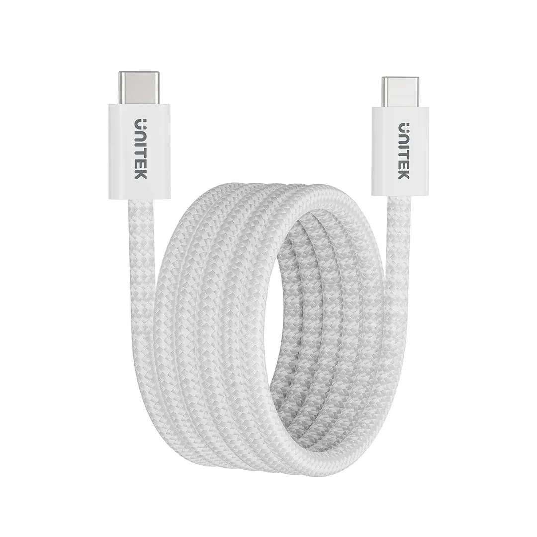 Unitek 100W Magnetic USB-C Cable Unitek 1 m USB-C Data Transfer Cable - 1 - Cable for MacBook Pro, iPhone, iPad Pro - First End: 1 x Usb Type c - male - Second End: 1 x Usb Type c - male - 480 Mbit/s - Cloud White view 3