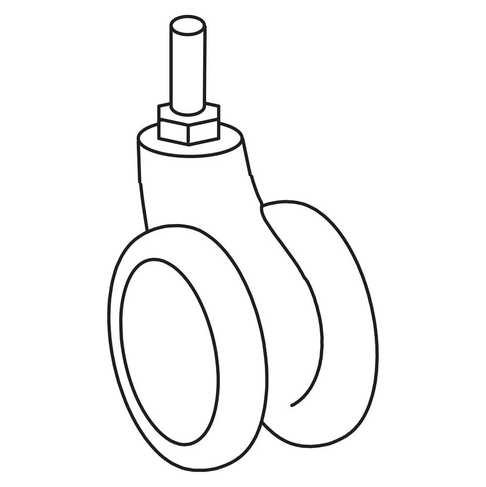 Ergotron 625-068-062-00 Hardware, Caster, 4", Twin Wheel, Non-Locking, w/Dry Thread Lock, Bright White