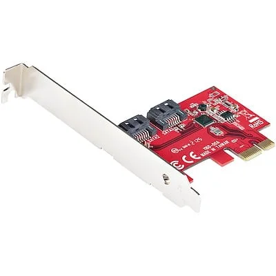 Startech.Com SATA PCIe Card 2 Ports 6Gbps Non-RAID StarTech.com SATA Controller - Serial ATA/600 - PCI Express 2.0 x1 - Plug-in Card - 2 Total SAS Port(s) - 2 SAS Port(s) Internal - PC, Mac, Linux - Windows XP, Windows Vista, Windows 7, Windows 8, Windows 8.1, Windows 10, Windows 11, Windows Server 2012 R2, Windows Server 2016, Windows Server 2019, Windows Server 2022, ... Supported Operating System