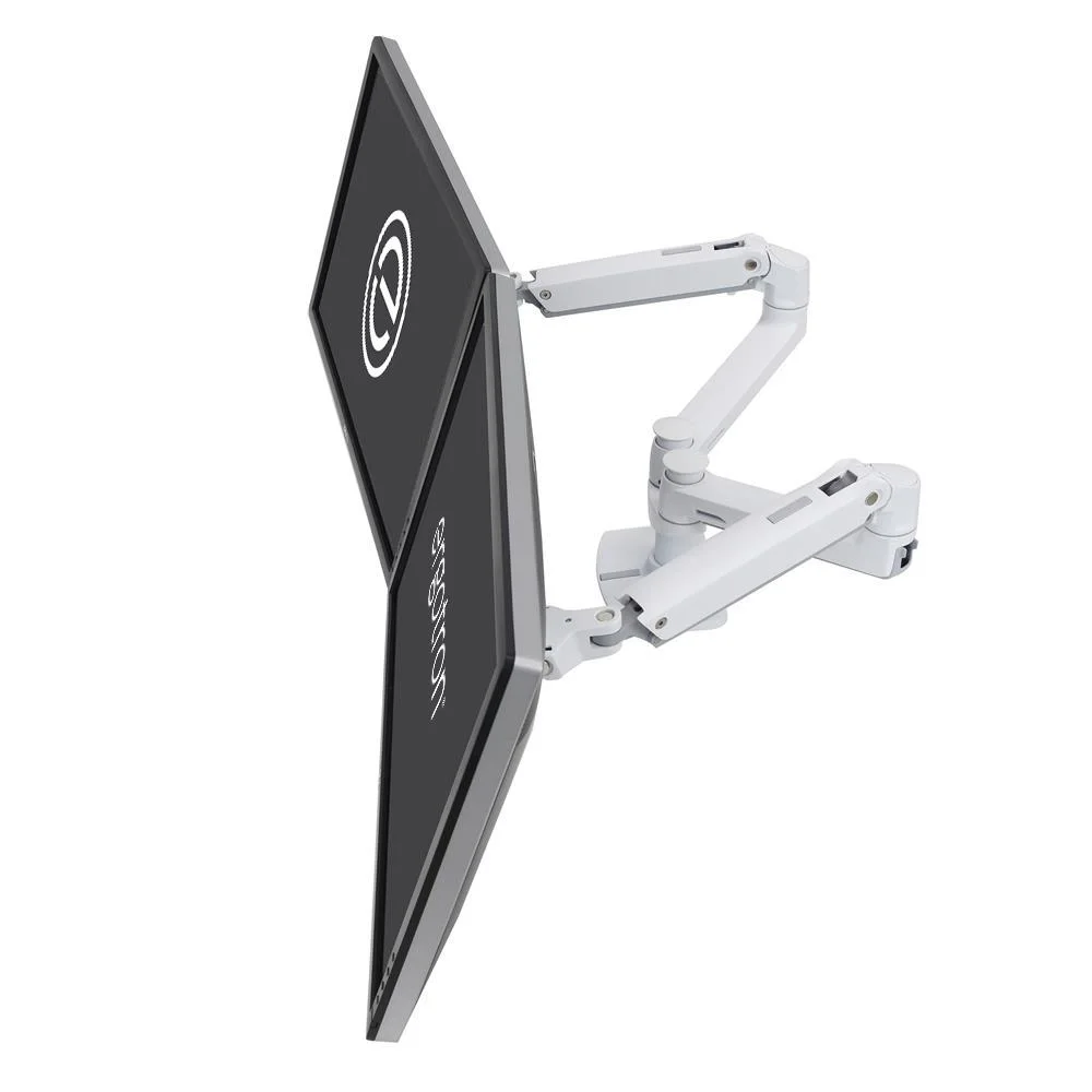 Ergotron 45-491-216 LX Dual Side-by-Side Arm, No Grommet Mount, Bright White Texture