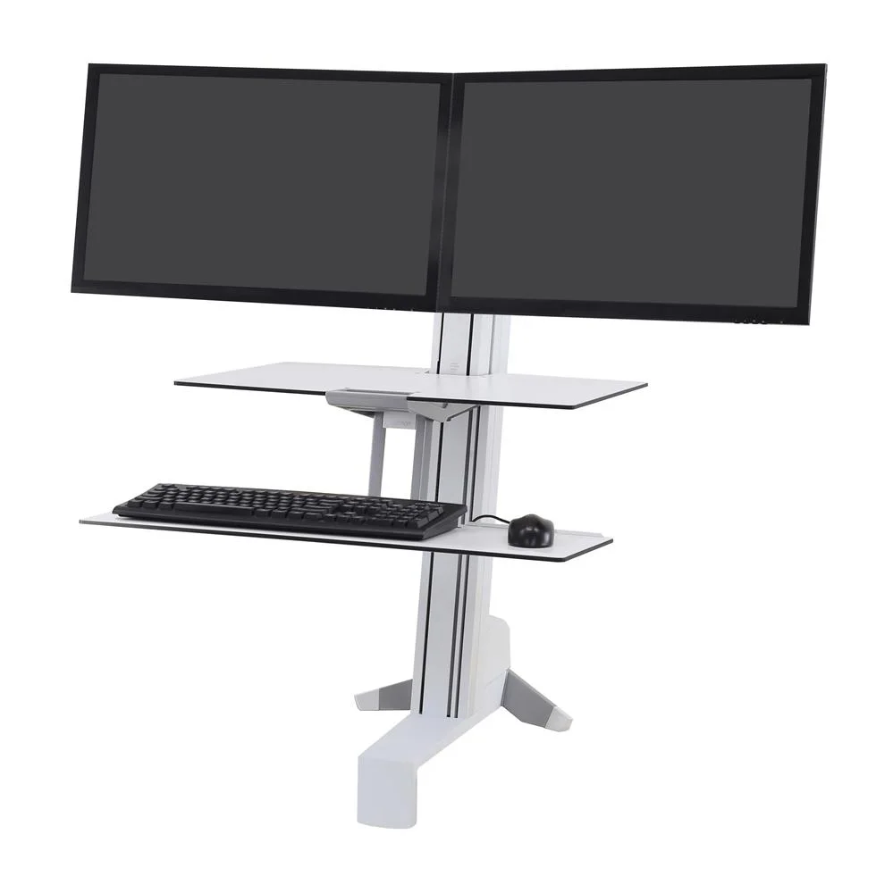 Ergotron 33-349-211 WorkFit-S, Dual Sit-Stand, Worksurface & Large Kybd Tray, Bright White