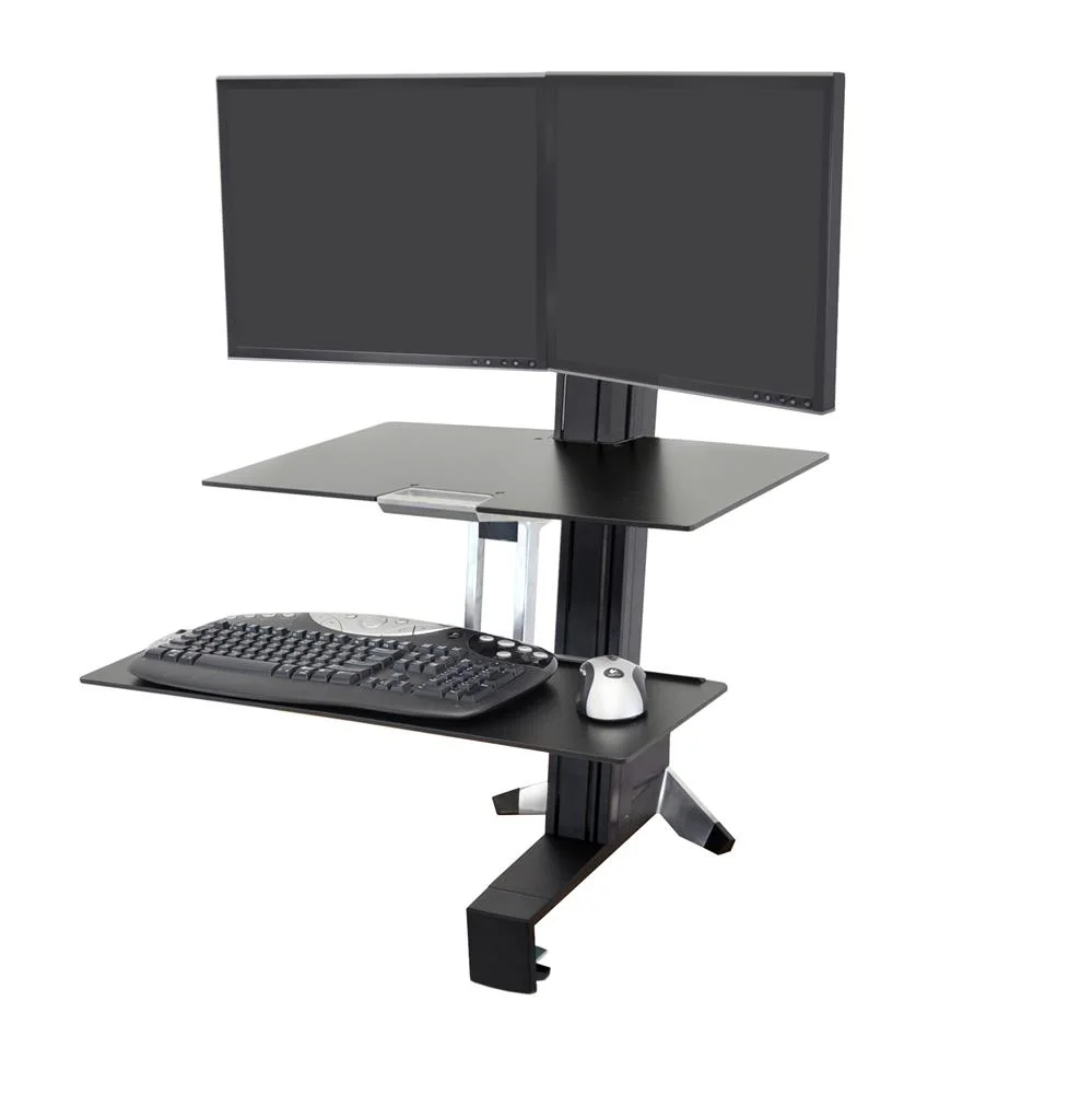 Ergotron 33-349-200 WorkFit-S, Dual Sit-Stand, Worksurface & Large Kybd Tray