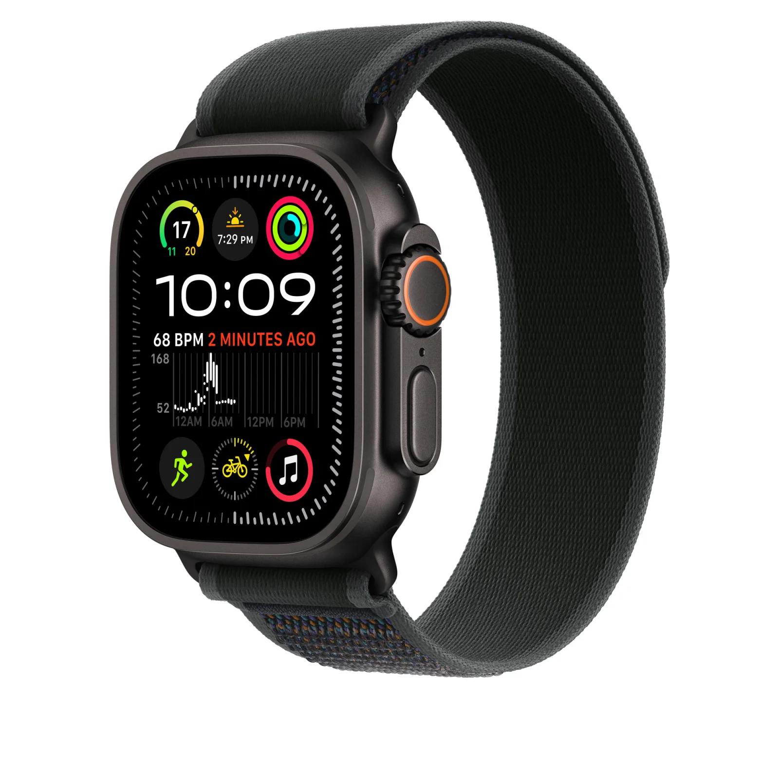 APPLE MYQ63FE/A 49mm Black Trail Loop-M/L - Black Titanium Finish