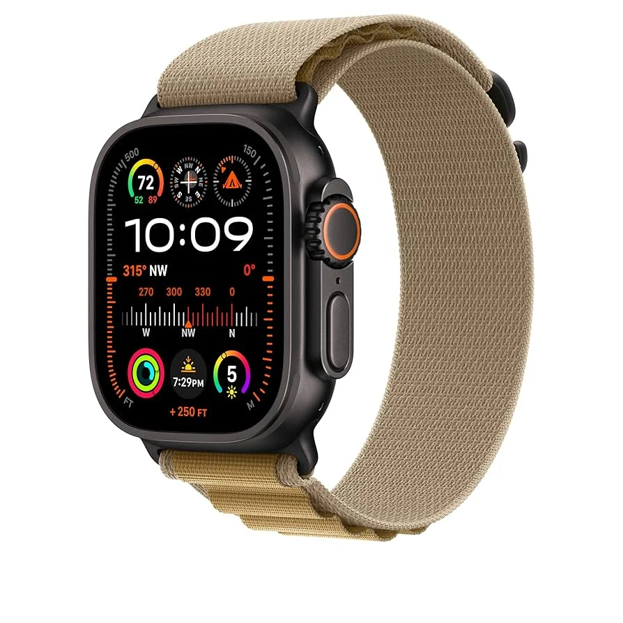 APPLE MYQ13FE/A 49mm Tan Alpine Loop -Medium - Black Titanium Finish