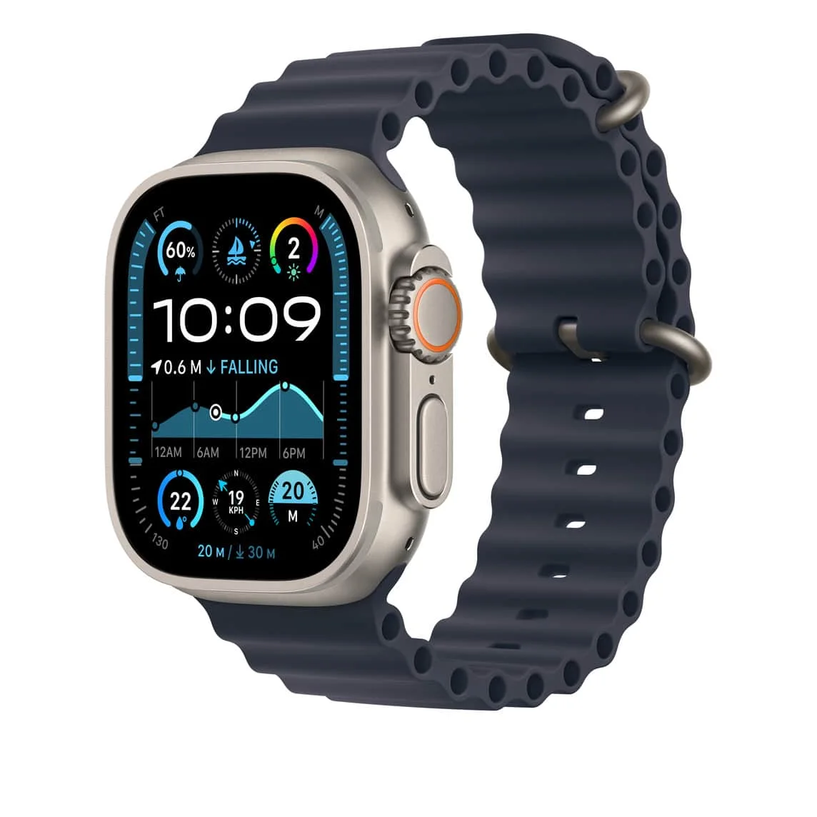 APPLE MXTJ3FE/A 49mm Navy Ocean Band Extension - Natural Titanium Finish