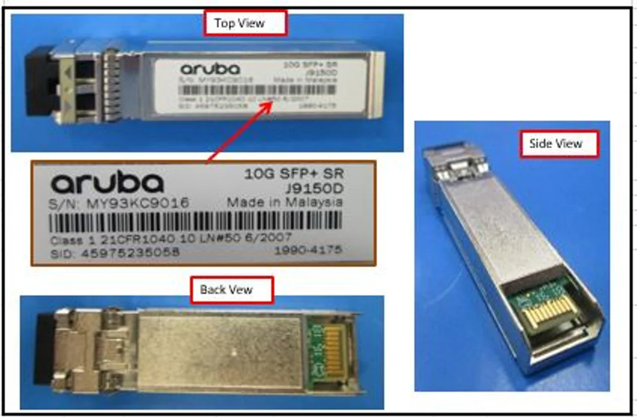 Aruba 10G SFP+ LC SR 300m MMF XCVR Aruba 10G SFP+ LC SR 300m MMF (multimode fiber) Transceiver Transceivers type: Supports SFP+ models : JL253A / JL254A / JL258A / JL255A / JL256A, with Base Warranty: Lifetime
