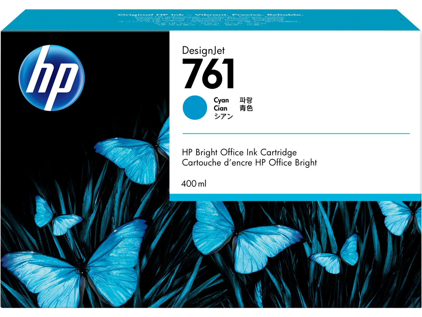 HP 761 400ml Cyan Ink Cartridge HP 761 Original Inkjet Ink Cartridge - Cyan - 1 / Each