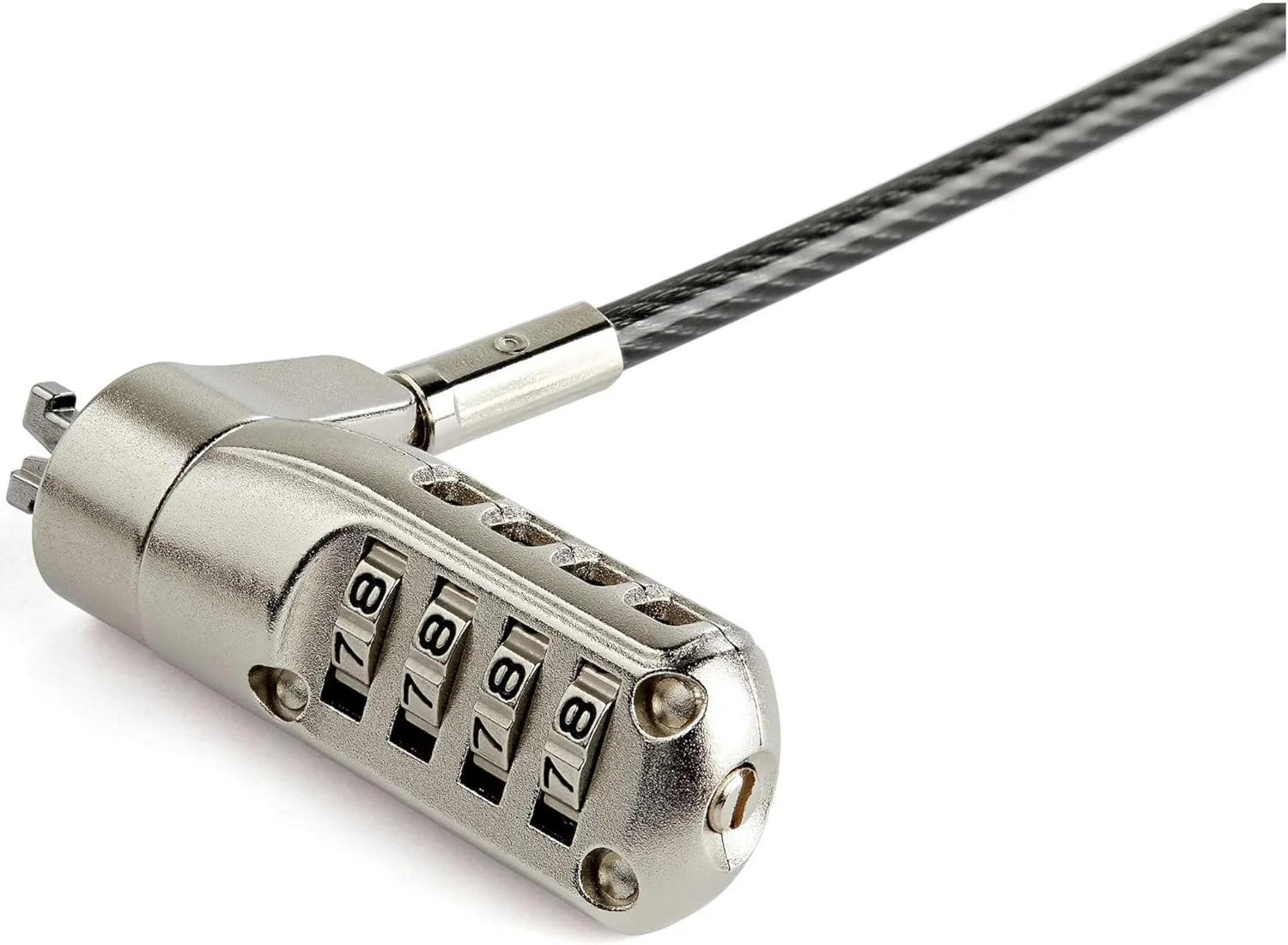 Startech.Com 6ft Laptop Cable Lock Combo - Wedge Slot StarTech.com Cable Lock For Notebook, Computer - TAA Compliant - 2 m Cable - Resettable - 4-digit - Combination Lock - Silver, Black - Vinyl Coated Steel, Zinc Alloy - For Notebook, Computer