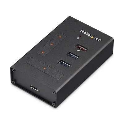Startech.Com 4 PORT USB HUB - A TO A C - USB 3.0 StarTech.com 4 Port USB 3.0 Hub - 1x USB-C & 3x USB-A - Mountable Metal USB Type-A Hub - 5Gbps USB 3.2 Gen 1 - Self Powered - BC 1.2 - 4-Port USB 3.0 hub - USB Type-A laptop/desktop to 3x USB-A (1x BC 1.2) and 1x USB-C - SuperSpeed 5Gbps USB 3.1/3.2 Gen 1 - Incl 24W power adapter/USB-A host cable - Mountable self-powered USB hub - Rugged metal housing - Power switch - OS independent