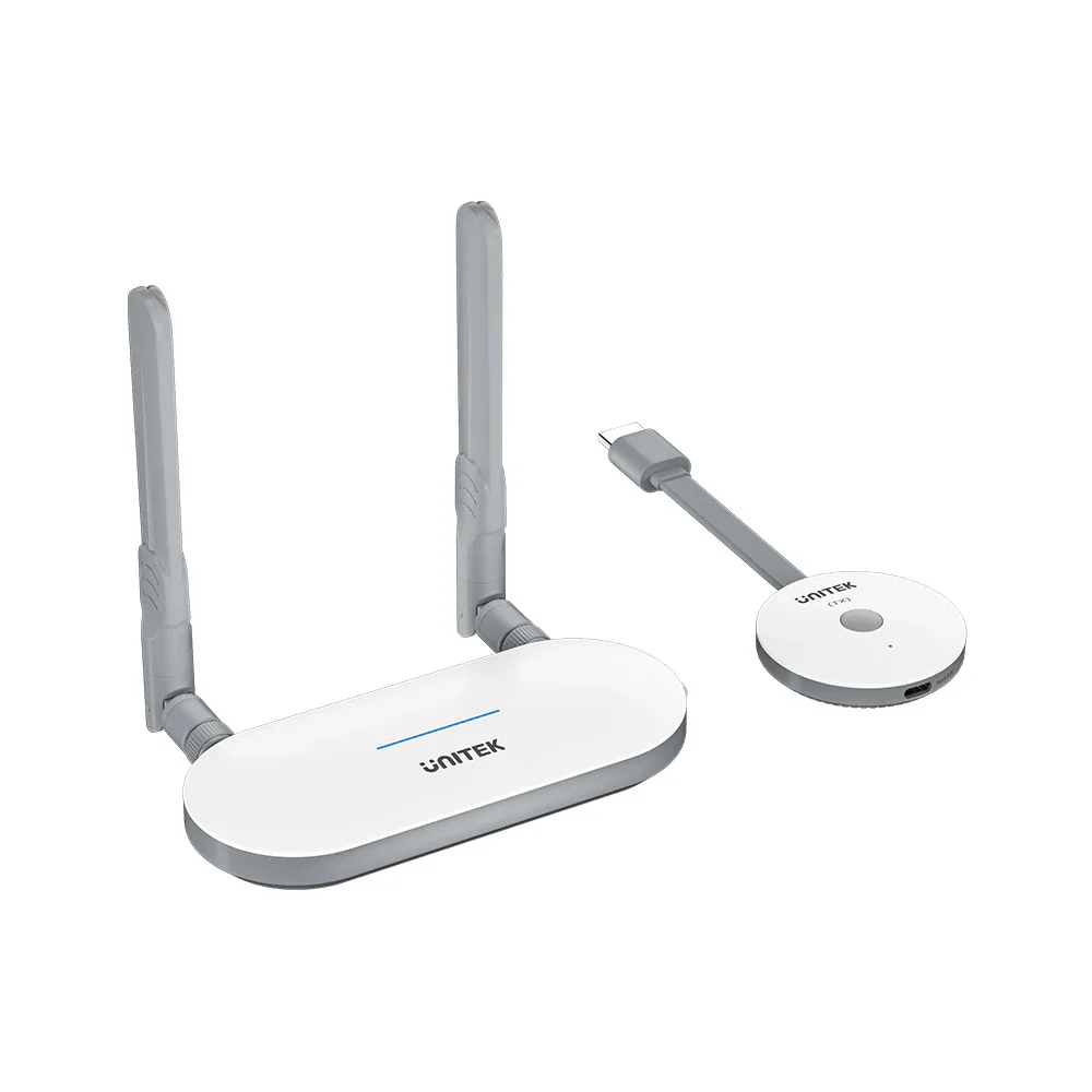 Unitek Wireless HDMI Transmitter and Receiver K Unitek Video Extender Transmitter/Receiver - Wired/Wireless - 50 m Range - 2 x USB - 1 x HDMI In - 1 x HDMI Out - 1 x VGA Out - 1080p - 1920 x 1080 Video Resolution - Full HD - Notebook, Set-top Box, TV, Projector