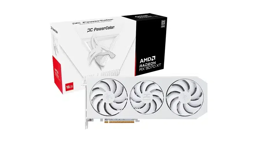 POWERCOLOR RX9070XT 16G-L/OC/WHITE Radeon RX 9070 XT 16GB GDDR6 Hellhound Spectral White PCIE