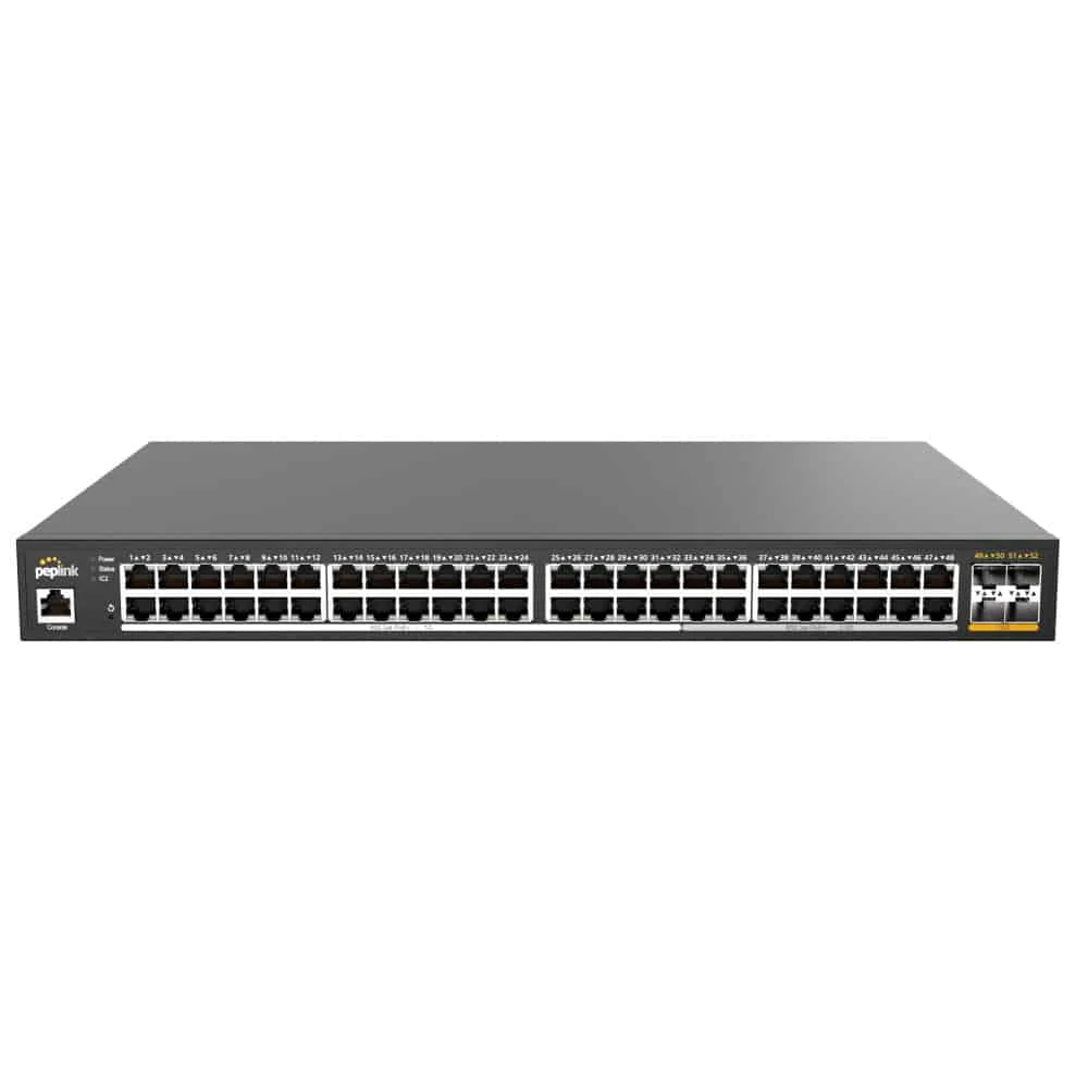 PEPLINK PLS-48-H2G-740W 52-Port PoE 2.5 Gigabit Switch, 4 SFP Slots