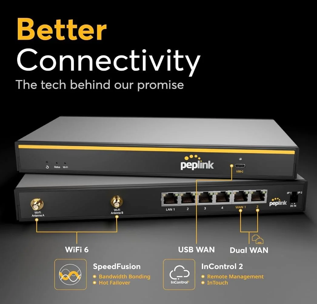 PEPLINK B-ONE-T-PRM Peplink B-One Gigabit Dual WAN WiFi Router for Wireless Internet view 3