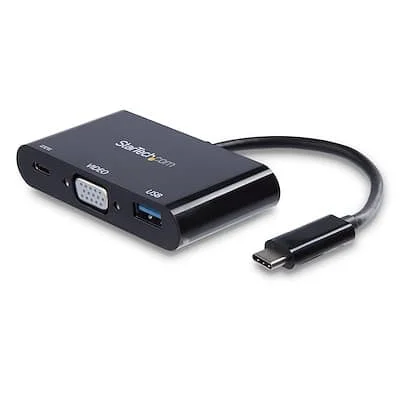 Startech.Com USB-C TO VGA MULTIFUNCTION ADAPTER - PD StarTech.com USB Type C Docking Station for Tablet PC, Notebook - 60 W Power Supply - 3 x USB Ports - 3 x USB 3.0 - USB Type-C - VGA - Thunderbolt - Wired
