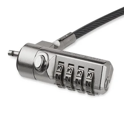 Startech.Com Cable Lock - 4-Digit Combination Lock StarTech.com Cable Lock For Notebook, Docking Station, Monitor, Projector - TAA Compliant - 2 m Cable - Resettable - 4-digit - Combination Lock - Silver, Black - Zinc Alloy - For Notebook, Docking Station, Monitor, Projector