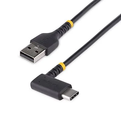 Startech.Com 3ft USB A to C Charging Cable Angled StarTech.com 1 m USB/USB-C Data Transfer Cable - 1 - Cable for Peripheral Device, iPad Pro, iPad mini, Dock, Charger - First End: 1 x 4-Pin USB 2.0 Type A - Male - Second End: 1 x 24-Pin USB 2.0 Type C - Male - 480 Mbit/s - Shielding - Gold, Nickel Plated Connector - 22/32 AWG - Black