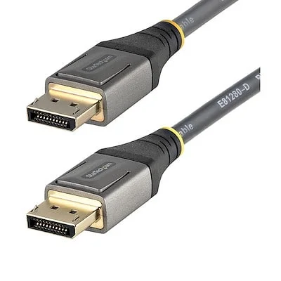 Startech.Com 10ft Certified DisplayPort 1.4 Cable 8K StarTech.com 3 m DisplayPort™ A/V Cable - 1 - Cable for Audio/Video Device, Monitor, Workstation, TV, Projector - First End: 1 x 20-pin DisplayPort 1.4 Digital Audio/Video - Male - Second End: 1 x 20-pin DisplayPort 1.4 Digital Audio/Video - Male - 32.4 Gbit/s - Supports up to7680 x 4320 - Shielding - Gold Plated Connector - 28 AWG - Black, Grey