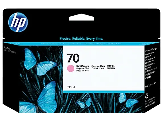 HP 70 130ml Light Magenta Ink Cartridge HP 70 (C9455A) Original Inkjet Ink Cartridge - Single Pack - Light Magenta - 1 Each - 130 mL