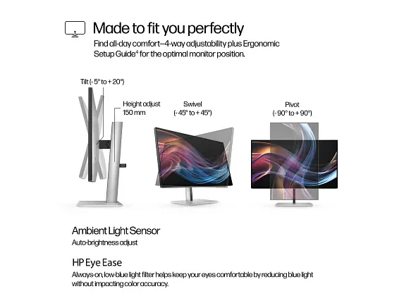 Hp S7 PRO 727PK 4K TB4 MNTR HP 727pk 27" Class 4K UHD LCD Monitor - 16:9 - Natural Silver - 68.6 cm (27") Viewable - In-plane Switching (IPS) Black Technology - 3840 x 2160 - 1.07 Billion Colors - 400 cd/m² - 5 ms - USB Type-C - HDMI - DisplayPort - VESA Mount Compatible - KVM Switch view 2